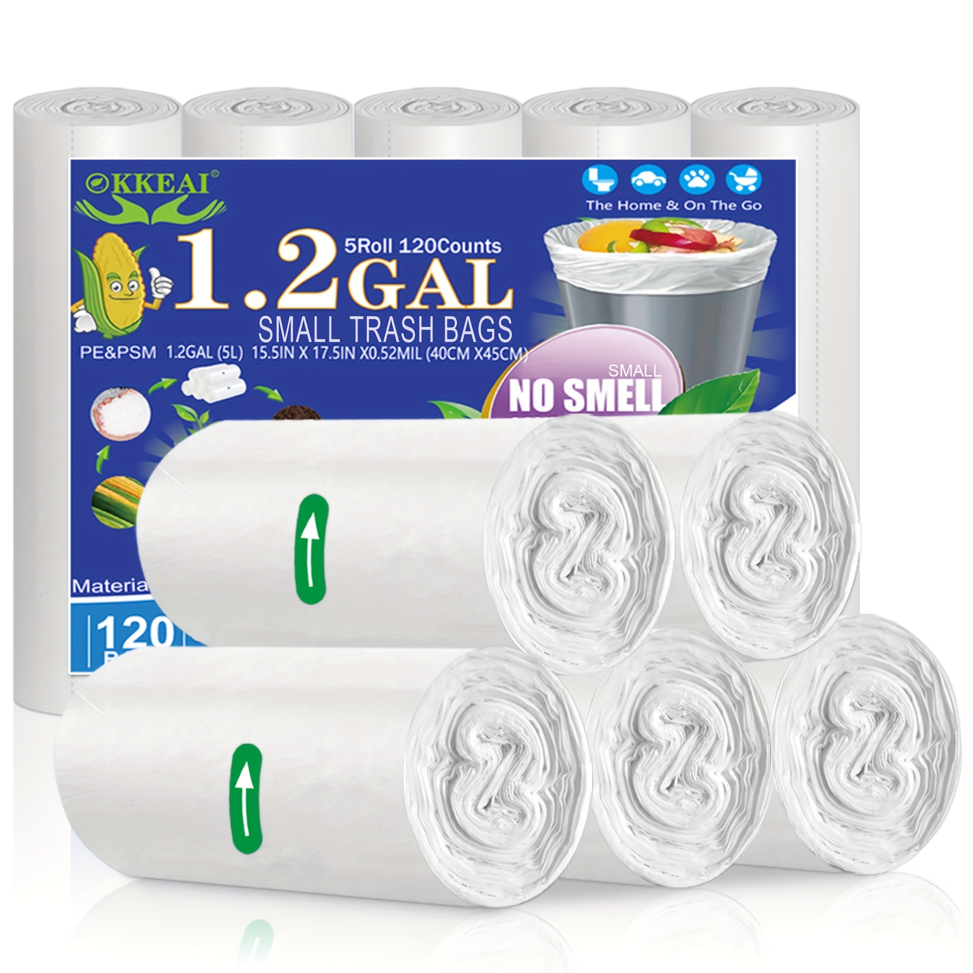 

Small Garbage Bags-1.2 Gallon Garbage Bags 5 Liter Garbage Bags For Bathroom, Office Garbage Basket Liner, Semi-transparent, 120pcs