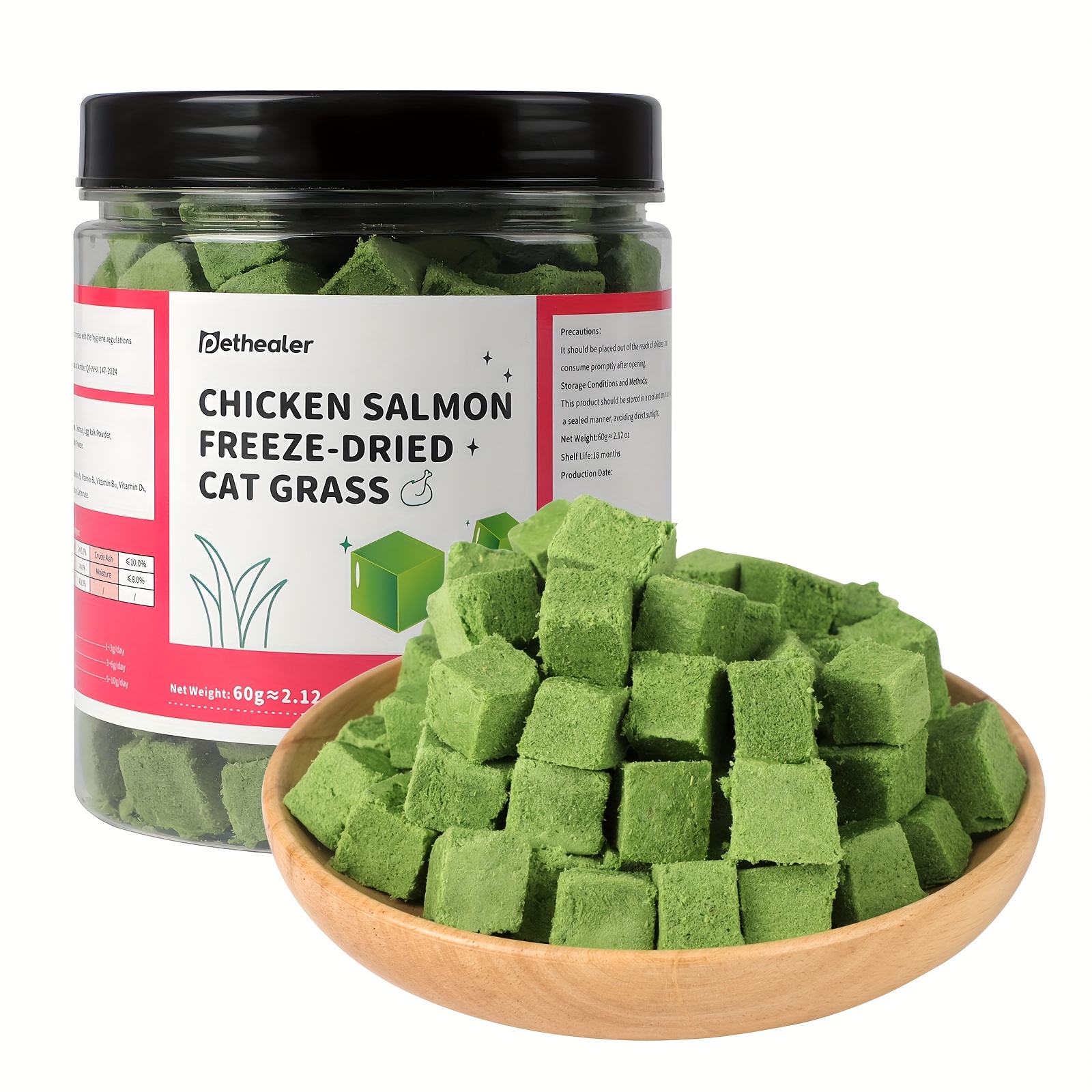 TEMU 60g/ 2.12oz Freeze-dried Pellet Hairball Tablets, Cat Treats Tablets Molar Sticks