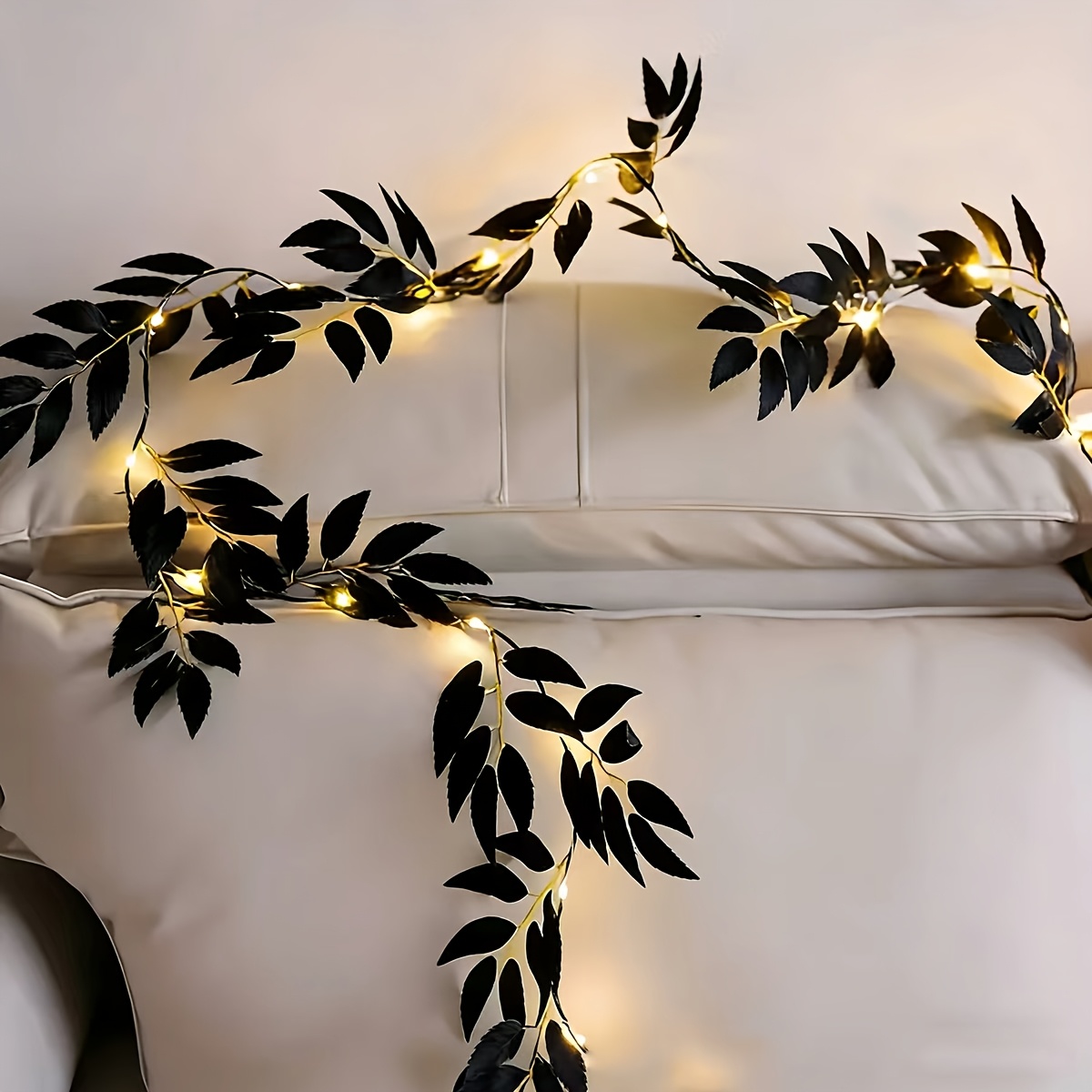 1pc Leaf Vine Led String Lights, Suitable For Wedding Decoration, Bedroom Warm Lighting. Festive, Party Indoor Romantic Warm Atmosphere Decorative Lights