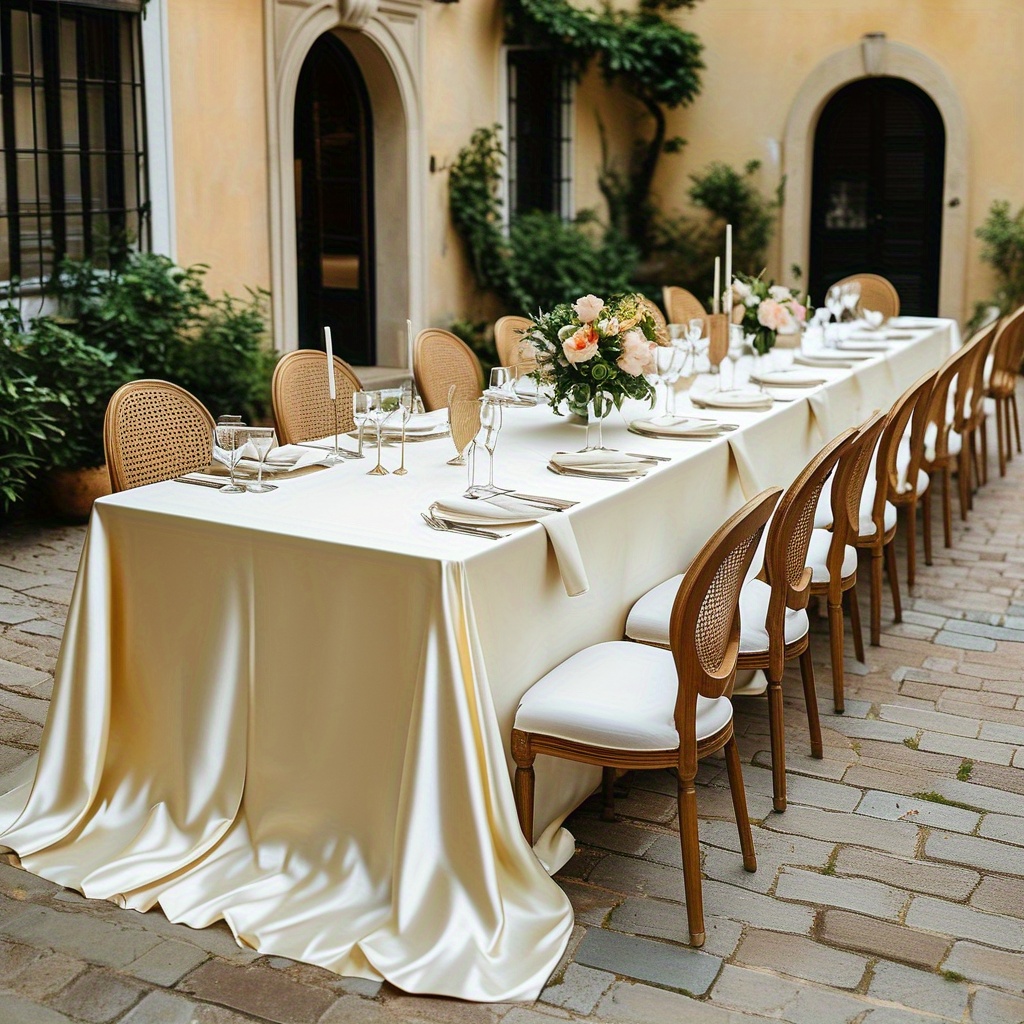 TEMU 1 Nappe + 4 Pinces Autocollantes, une Nappe de Fête Grande Taille Longueur au Sol, Dorée Champagne avec une . Convient pour les Décorations de