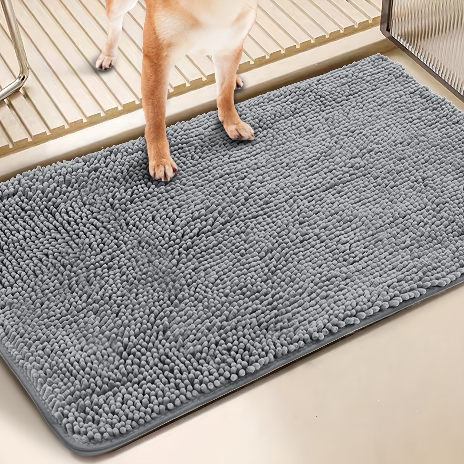 TEMU 2pcs Dog Door Mat For Muddy Paws, Absorbs Moisture And Dirt, Absorbent Non-slip Washable Mat, Quick Dry Microfiber, Mud Mat For Dogs, Entry