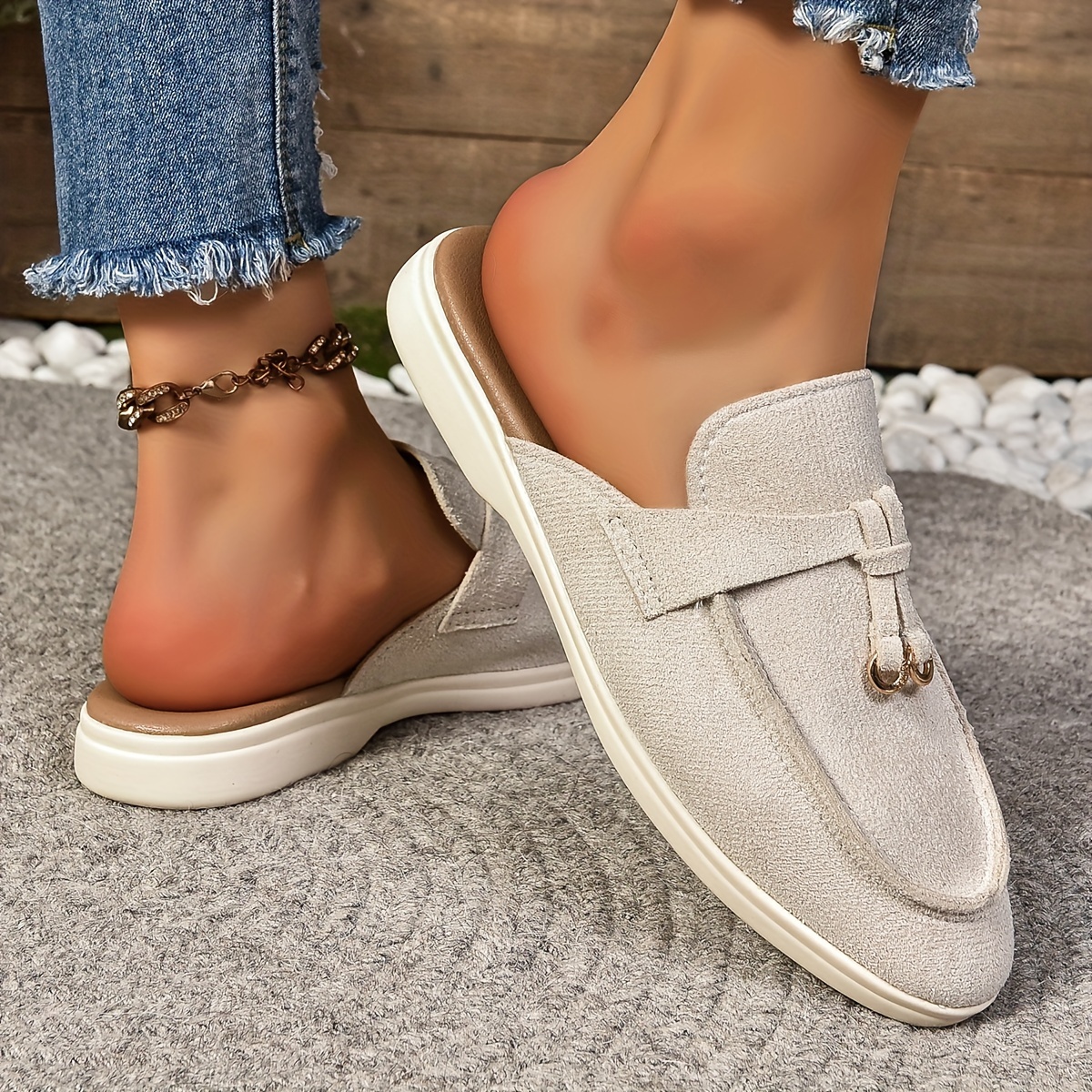 

Women's Solid Color Flat Shoes, Casual Closed Toe Slip On Shoes, Women's Comfortable Shoes