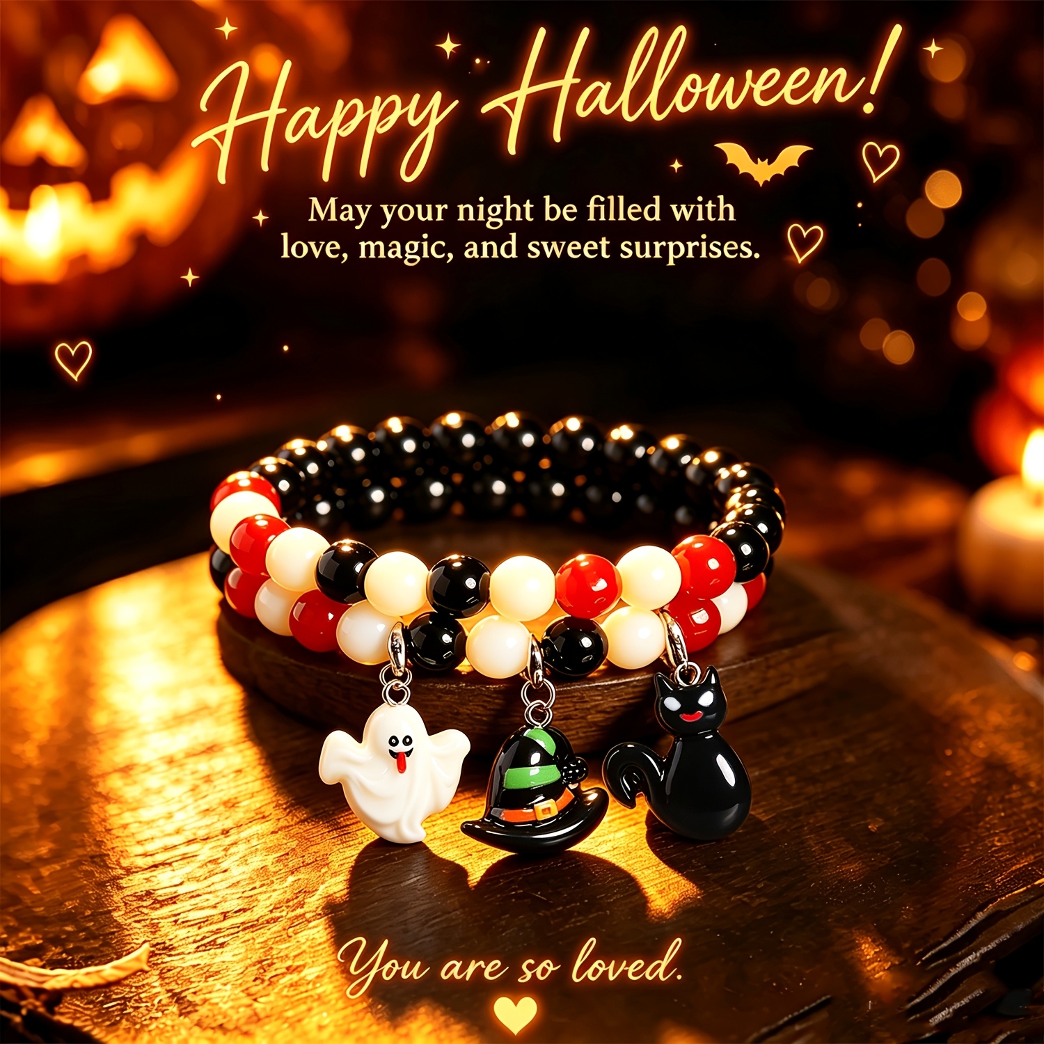 2pcs Gothic Style Round Stone Beaded Bracelet Set