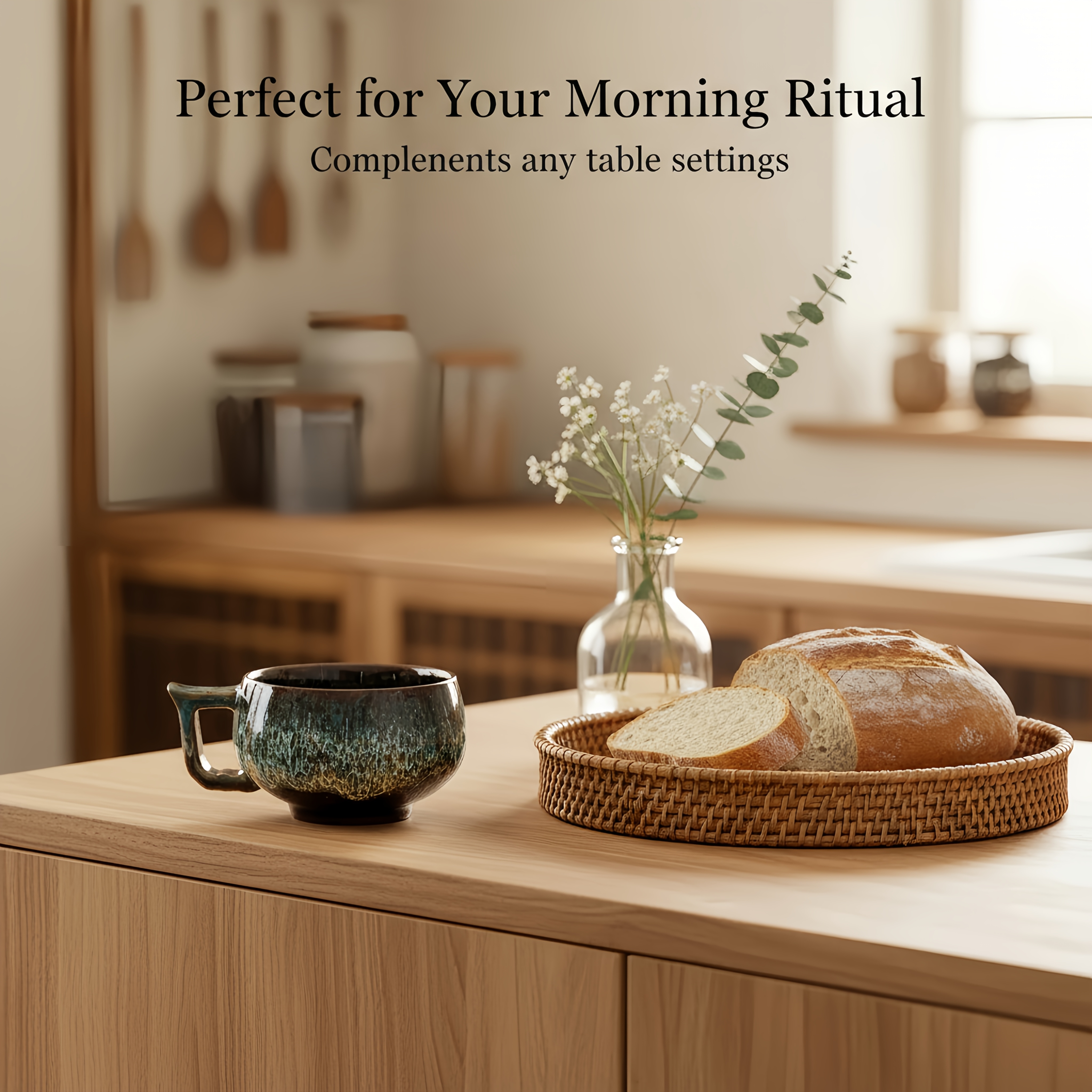 Multi-Color Gradient Exquisite Glaze Handmade Ceramic Mug with Handcrafted Pottery, Round And Full Cup Body, Ergonomic Handle Design for Comfortable Grip, Natural Color Appearance, 5 Colors Available: Blue, Green, Yellow, Red, Orange