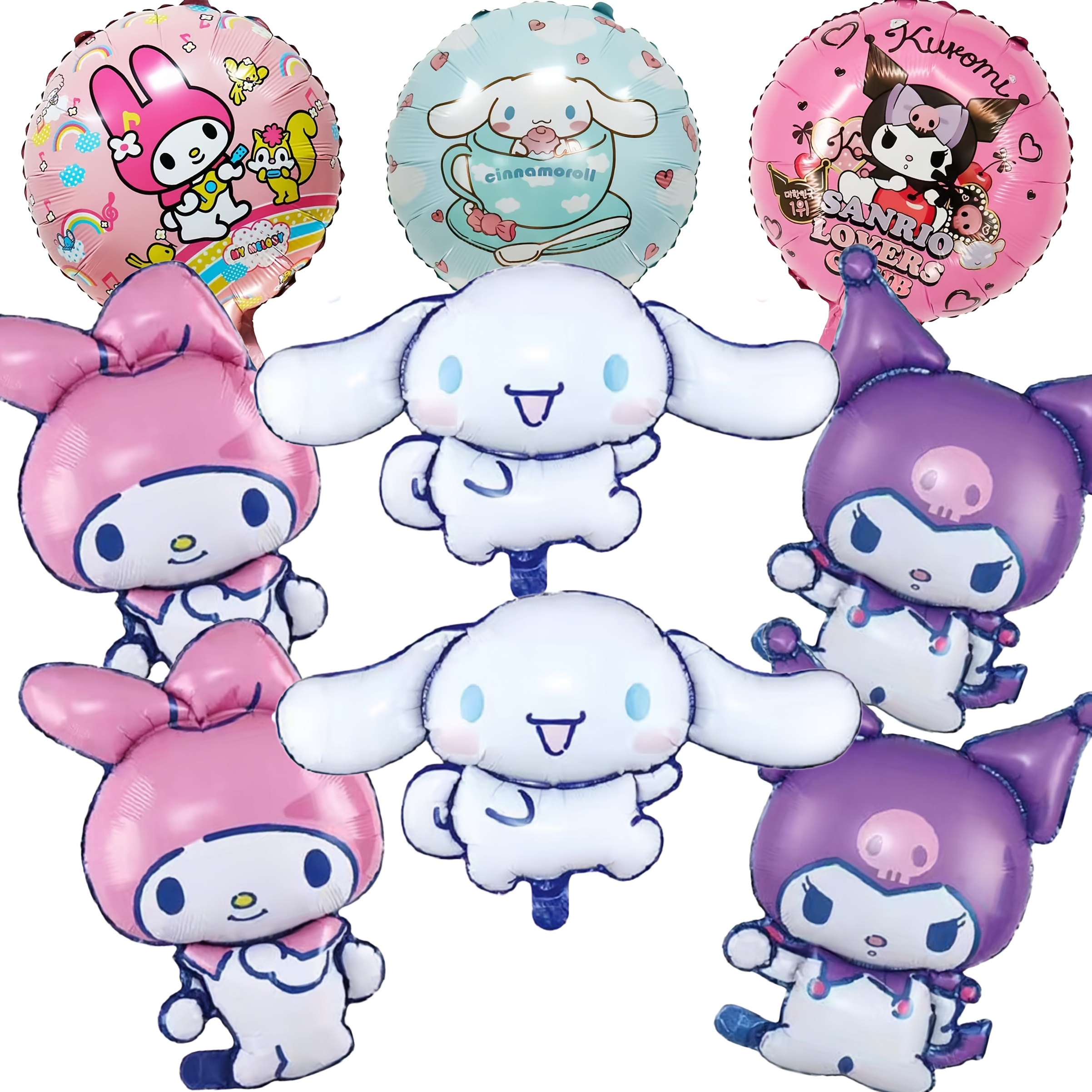 Image of 9pcs Series Cute Cartoon Foil Balloons - Kuromi, My Melody, Cinnamoroll Series Foil Balloons, Photography Props, Photo Backdrop, Studio Equipment, Photo Props, Still Life Decoration, Scene Setting