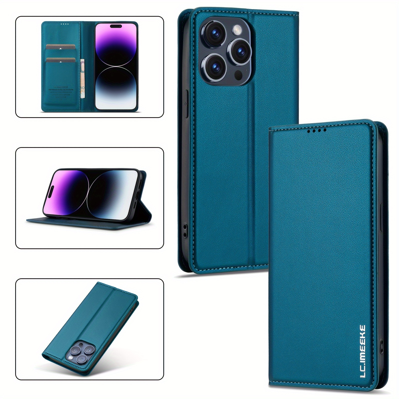 Custodia Universale In Pelle Con Supporto E Clip Per IPhone Mini, SE 2020, 8, 7, 6, Samsung E Xiaomi - Nera