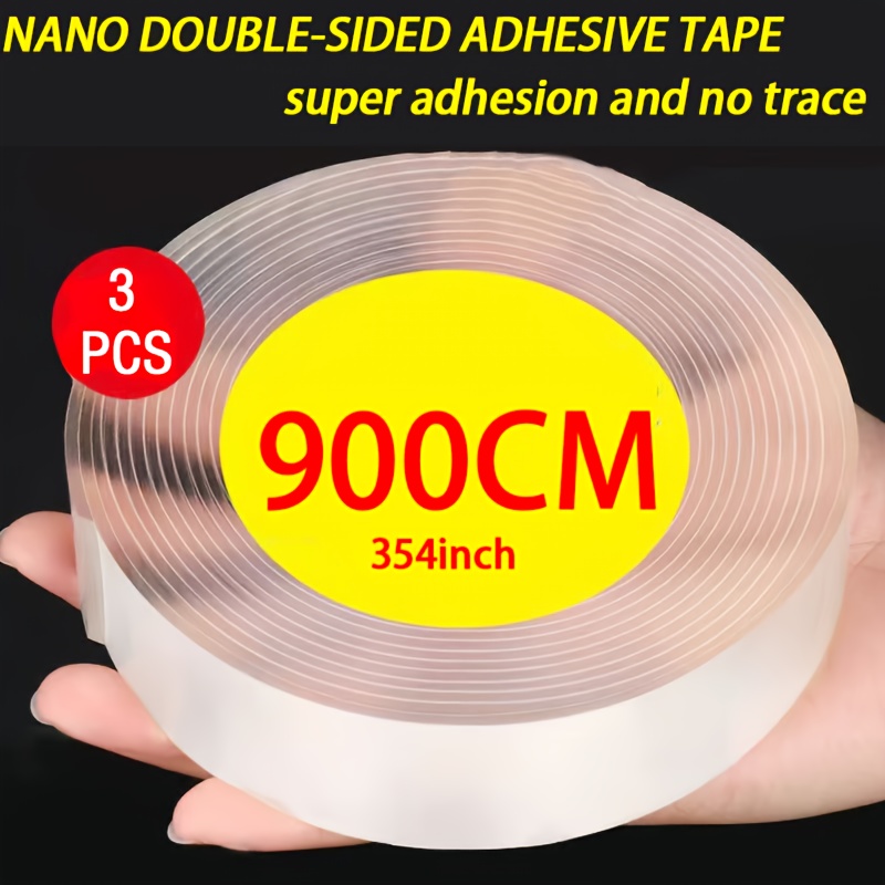 

3/6 Pack Acrylic Double-sided Adhesive Tape, 354in - Strong, Reusable, Residue-free, Transparent, Washable For Home, Office, Car Use