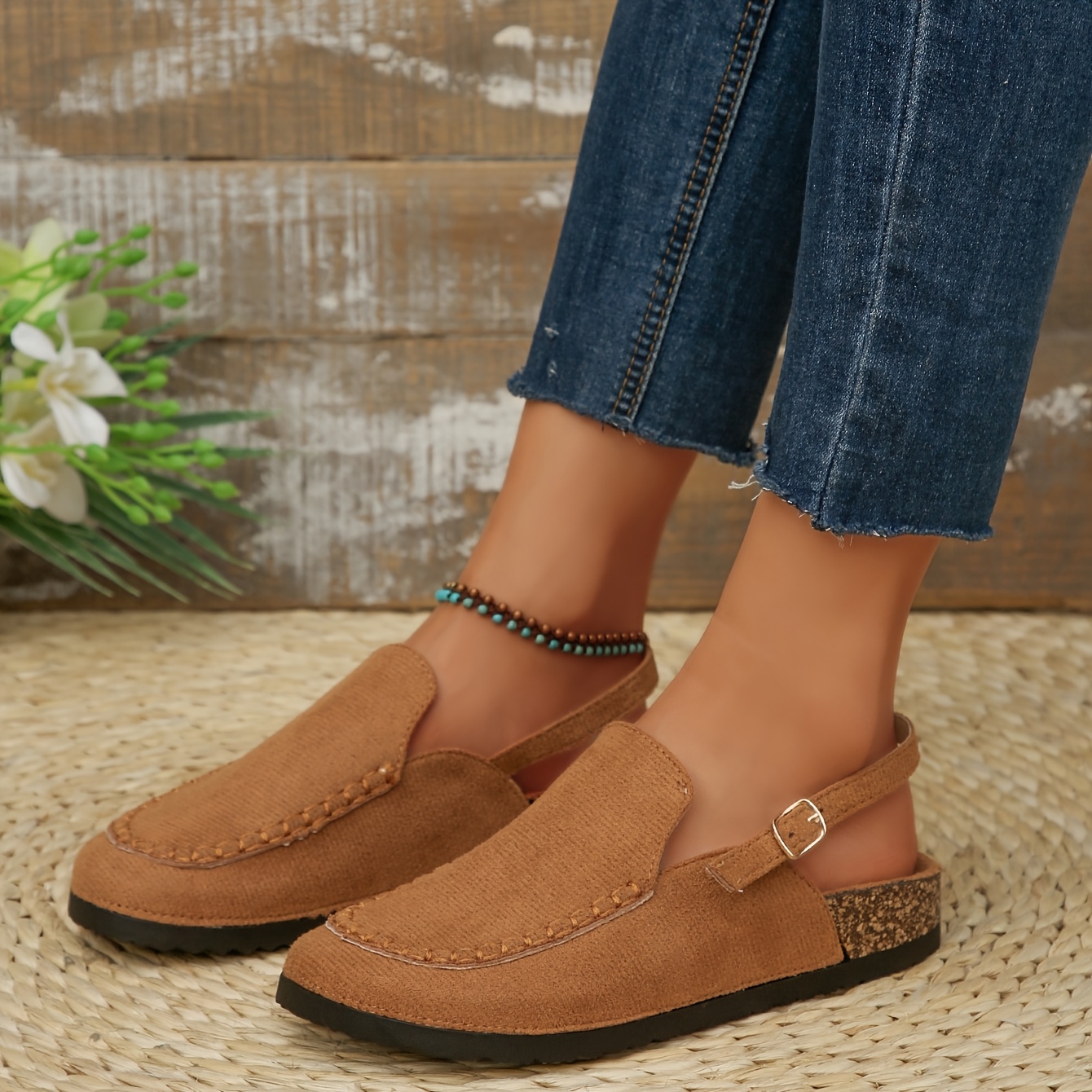 new style outdoor closed toe slippers vintage outdoor slip on loafers for women vintage slip on mules plus size casual mules with   women shoes