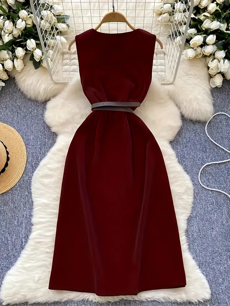 womens vintage corduroy v neck sleeveless a line dress belt - Temu Kuwait womens vintage corduroy v neck sleeveless a line dress belt - Temu Kuwait