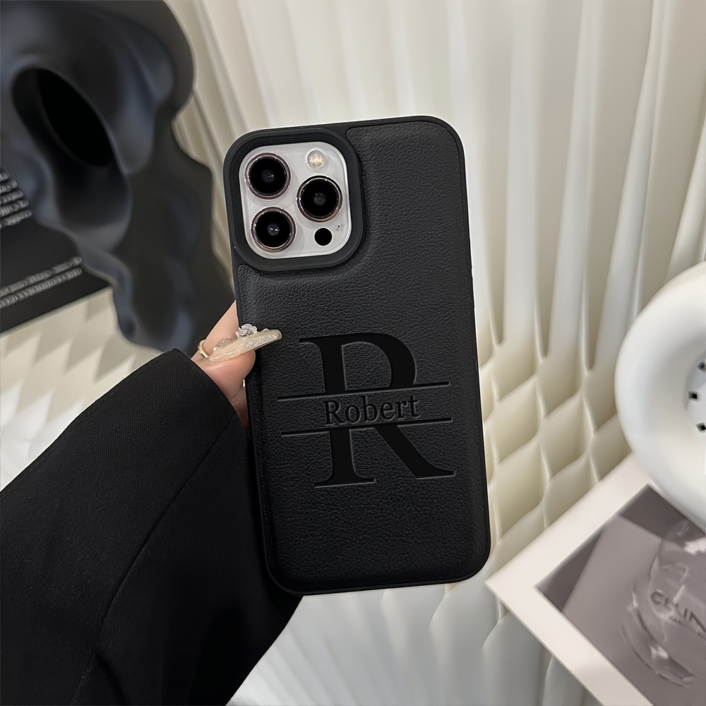 TEMU Phone Case: Personalized Diy Engraved 3d Letters Initials Phone Case Compatible With Iphone 18 17 16 15 14 13 12 11 Pro Max Synthetic Leather