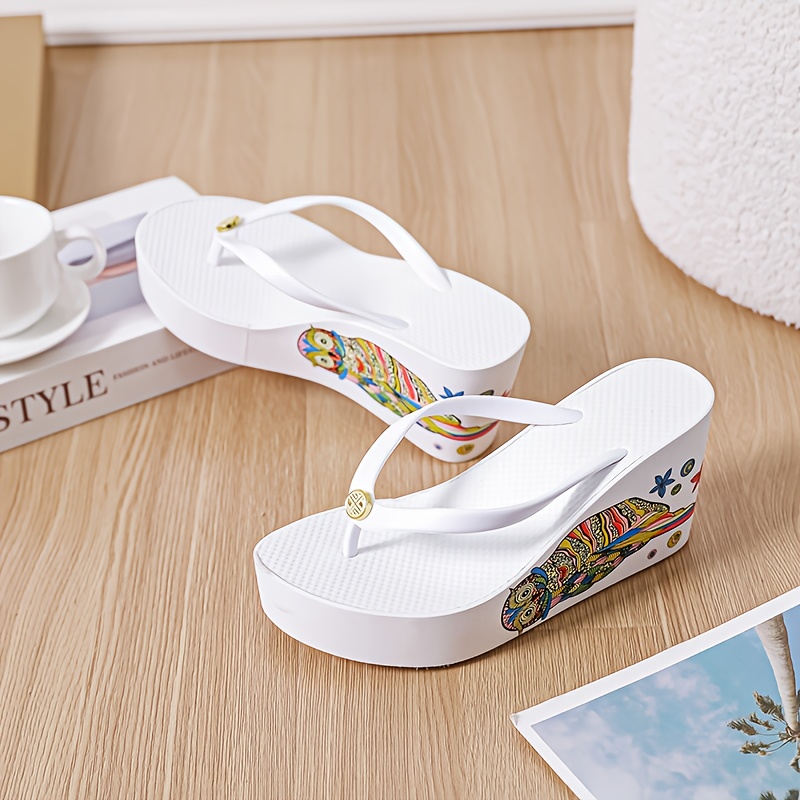 Summer New Women'S Thick Sole Wedge Flip-Flops, Comfortable Footwear for Home And Travel, Women Shoes