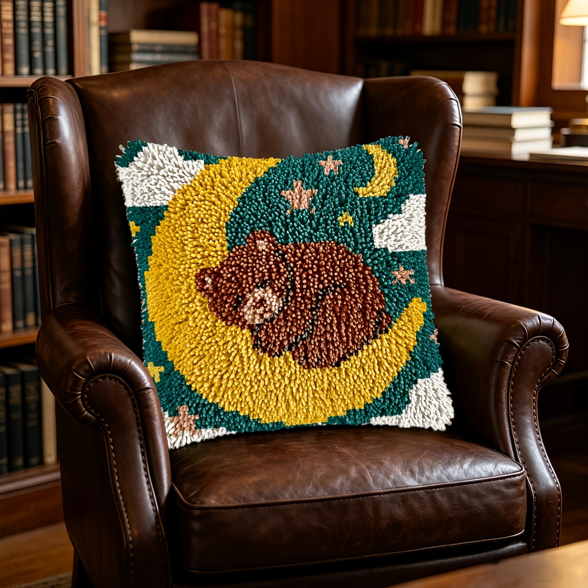 Crochet Hook Set Cute Bear Sleeping on The Moon