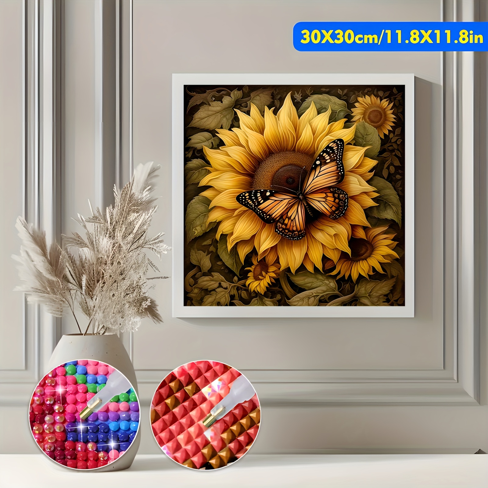 TEMU 1pc Sunflower Diamond Painting Diy Diamond Set, Round Acrylic Diamonds, Frameless Diamond Painting Art Painting, Diy 5d Diamond Embroidery