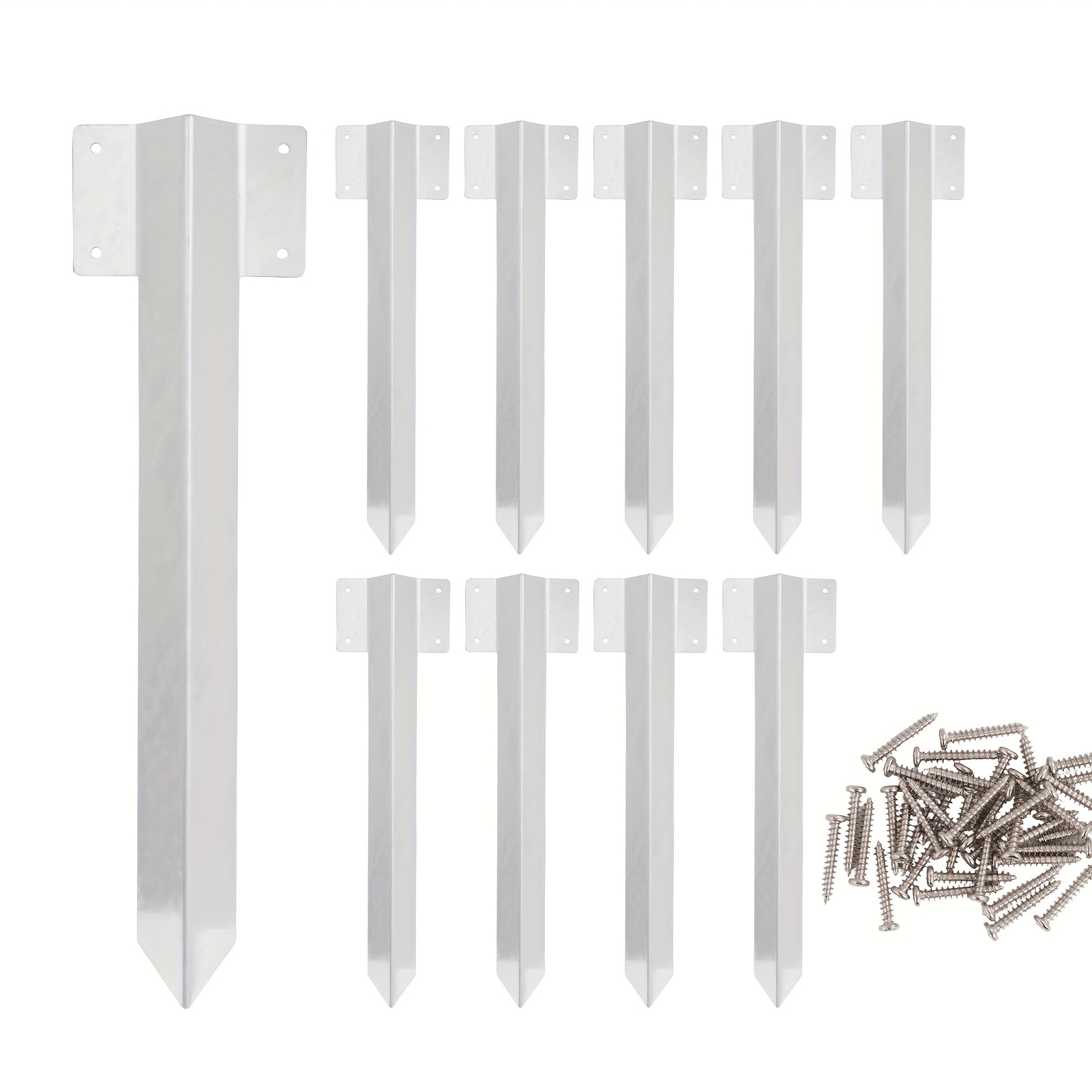 Image of 10pcs Fence Post Bracket Heavy Duty Sleeper Post Support Timber Planter Garden Bed Bracket For Wooden And Golden Fences, Includes Ground Anchors - Garden Bed Bracket With Planter Support Set