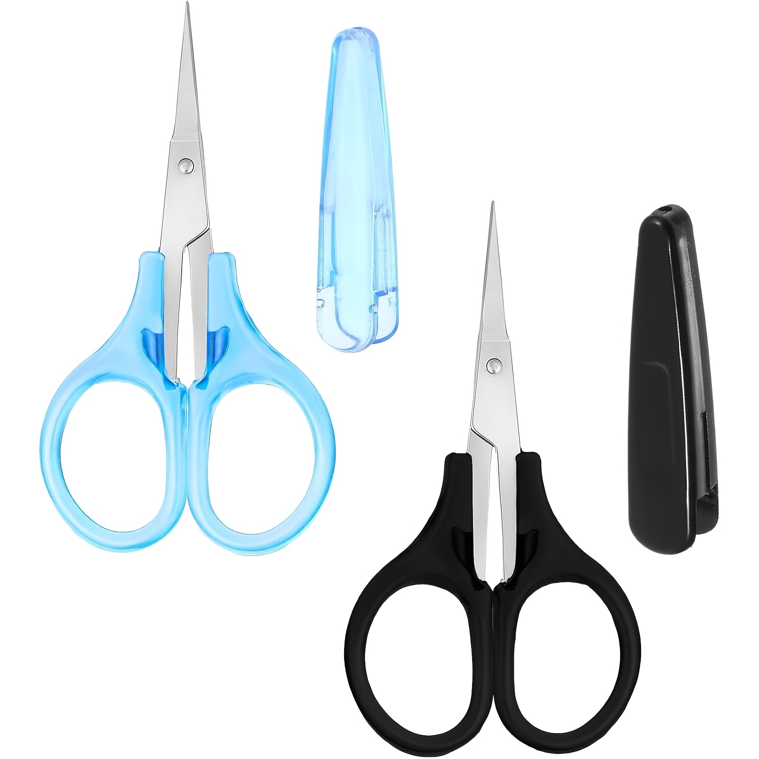 TEMU 2pcs Mini Detail Scissors, Stainless Steel Embroidery Scissors With Protective Cover, Portable Shears For Crochet Knitting Paper Cutting Craft