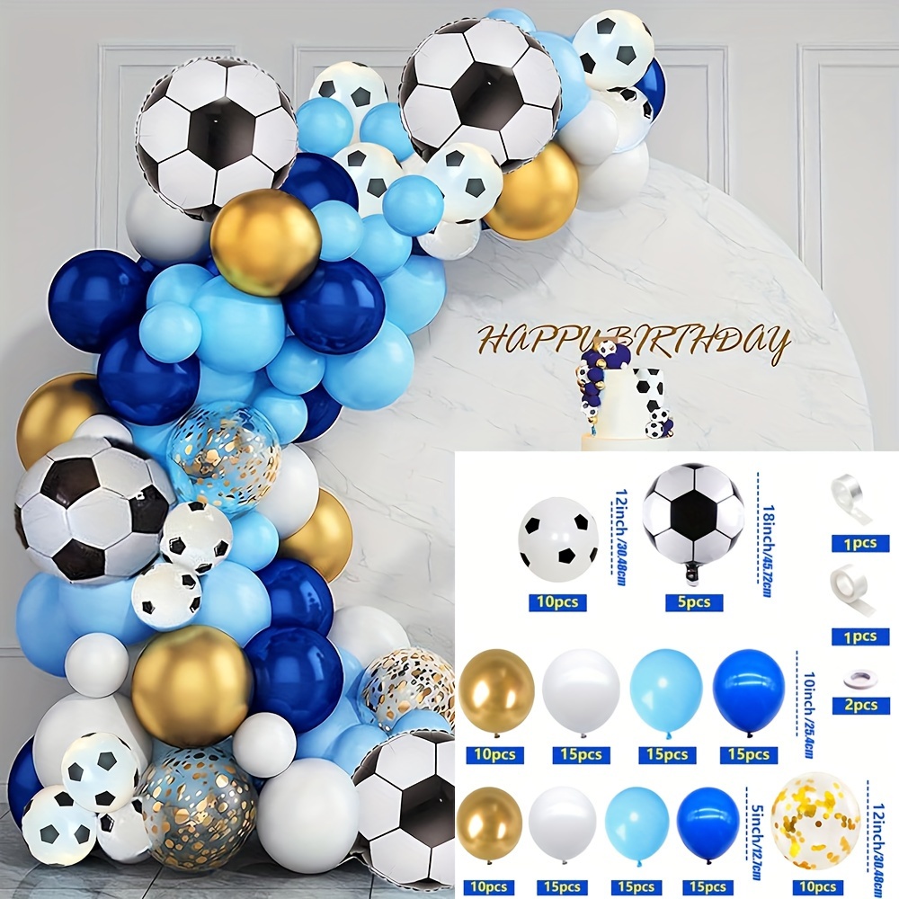 

139-piece Football Party Balloon Set - Includes 12" & 18" Sports-themed Balloons In Blue And White For Birthdays, Gender Reveals & More