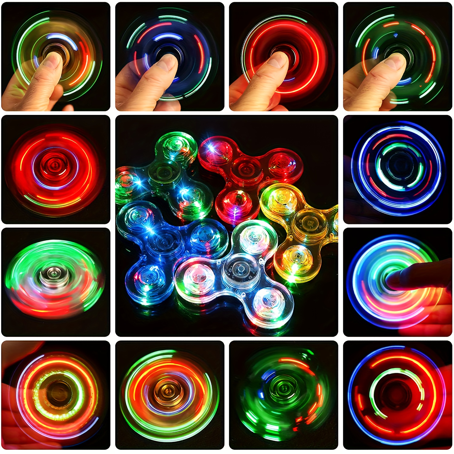 5pcs Random Color Fidget Spinners Fashion Toy Decompression Toys Finger Toy Luminous Fidget Spinners