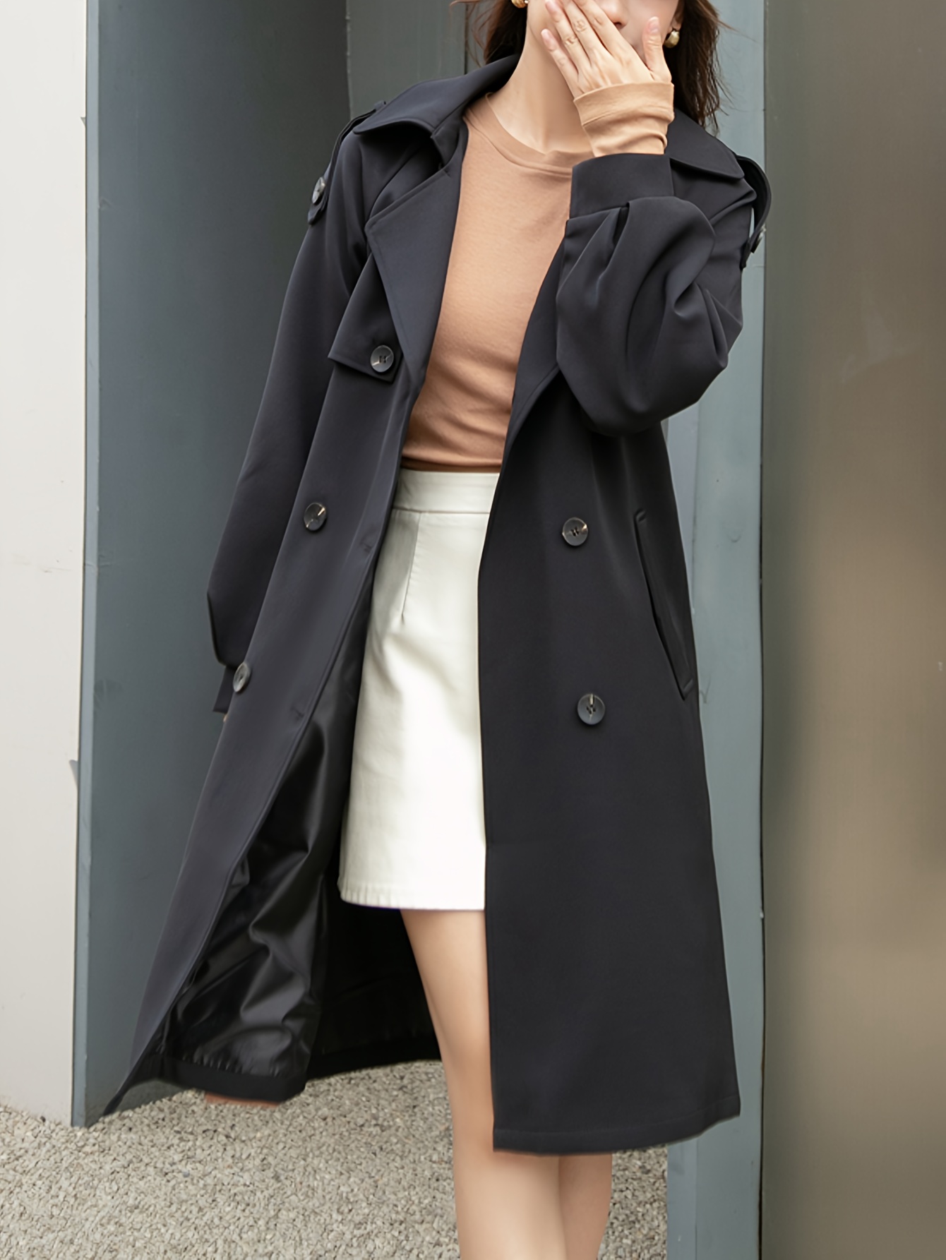 damens lang trenchcoat eleganter britischer formeller Temu Germany