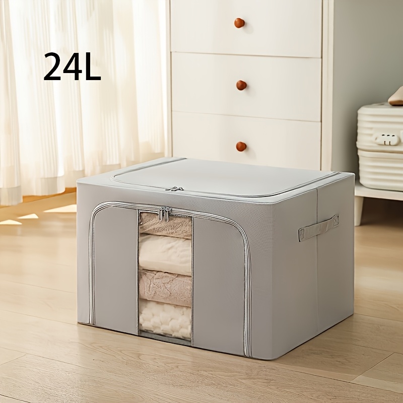 Image of 1pc Simple Foldable Storage Box, Large Capacity Zippered Bag, Lightweight Wardrobe Dustproof Organizer Bag, Multi-functional Clothes Box, Under-bed Storage