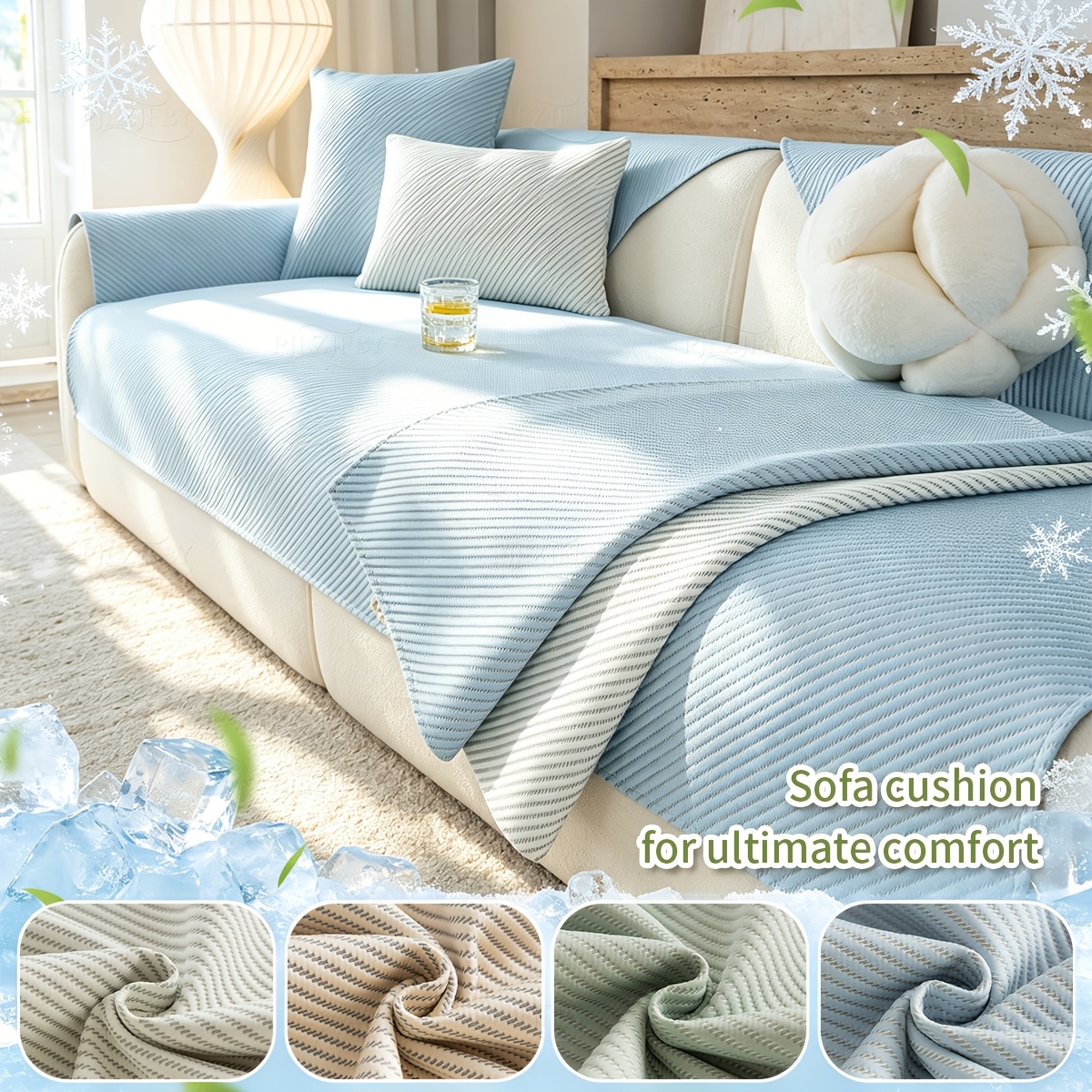 gambar barang 1 unit kusyen sofa twill, penyejuk    , kusyen   duduk berasingan,   moden mudah, dekorasi    ,   dibasuh mesin,   anti-slip di bahagian belakang, kusyen sofa   tulen mudah, sarung sofa    