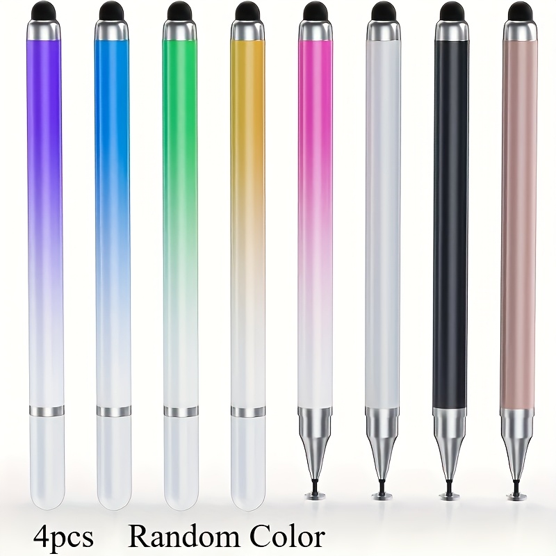 E-shop 4er-Set kapazitiver Stift in Macaron-Farbverlauf, 2-in--Stift für Handy Tablet, Zeichen- Handschriftstift, Farben zufällig