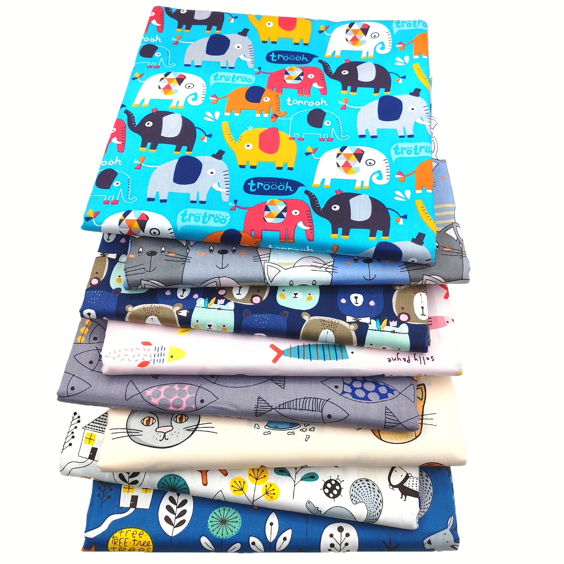 

8pcs 100% Cotton Fabric Printed Quilting Patchwork Fabric Square Bundles Fabric For Diy Sewing Scrapbooking Cute Cartoon