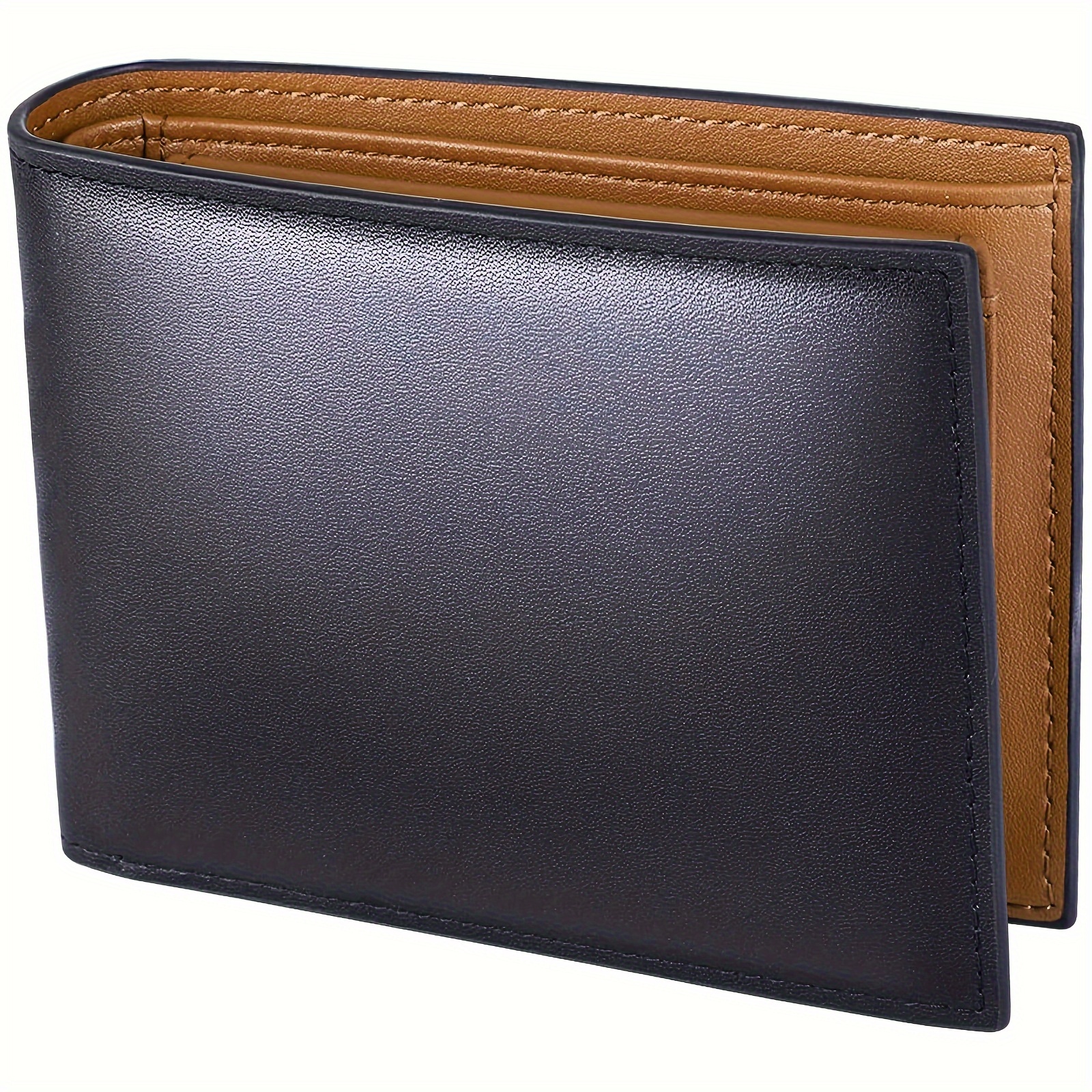 

1pc Rfid Blocking Business Men's Wallet, Top Layer Cowhide Short Coin Purse