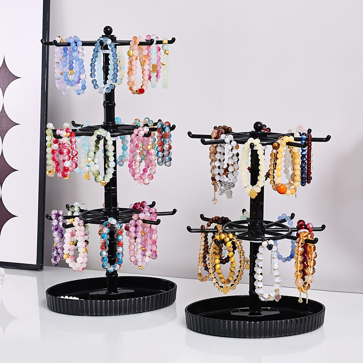 Artikelbild  . kreatives schwarzes mehrschichtiges hänge-schmuckaufbewahrungs-display-  mit 16  /24   und verstellbarer unterer abstand,   für armbänder, halsketten, anhänger, brillen, schlüsselanhänger, schmucktürme, große kapazität, ergänzungen, desktop-zähler, sortierregal