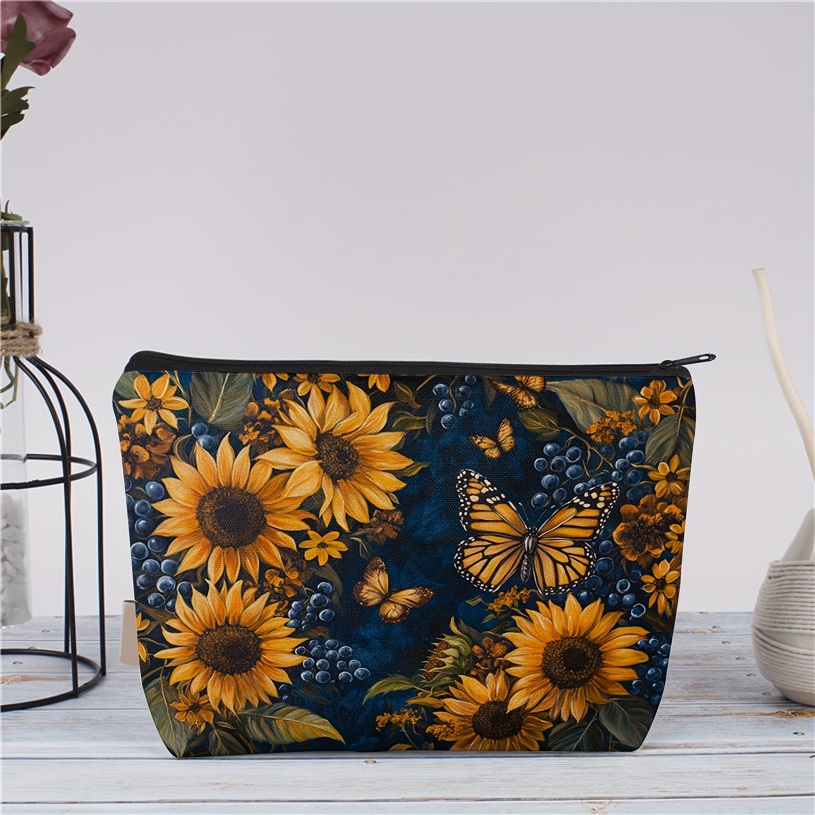 bag makeup travel vintage sunny sunflower makeup bag Temu Denmark
