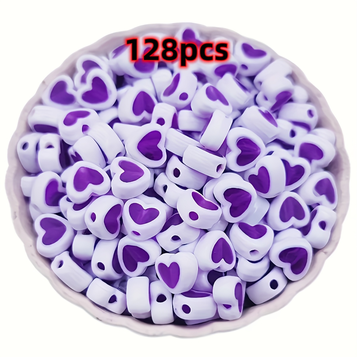 E-shop 128 Stück Acryl 8mm Doppelspaltige Transparente Herzperlen | Valentinstag Handgefertigtes Schmuckarmband Zubehör, Böhmische Themen