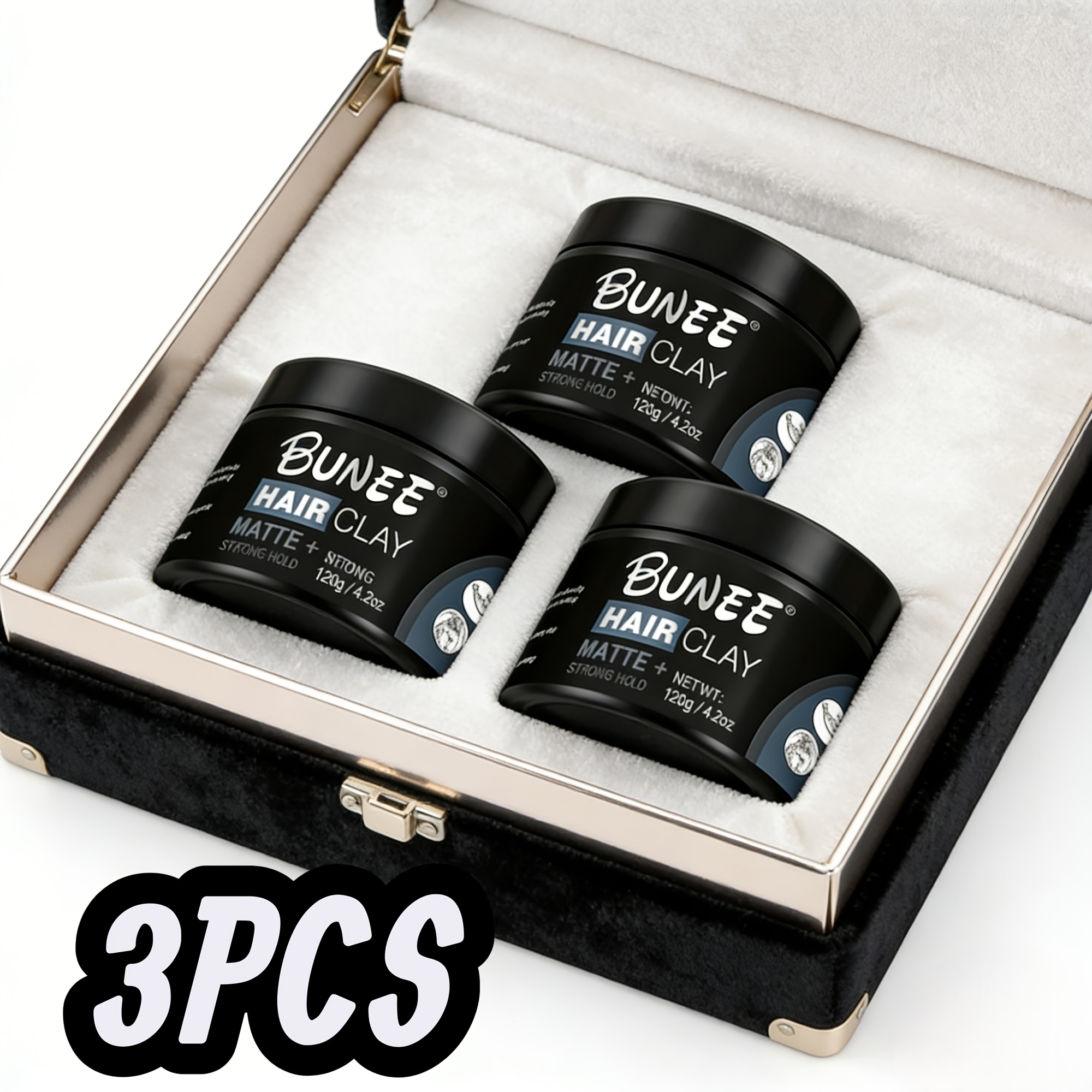 TEMU [local Warehouse Bulk Pack]men's Hair Clay 120g Large Capacity 3pcs Set, With , Refreshing, Non-greasy & Easy To , Natural Texture For Trendy &