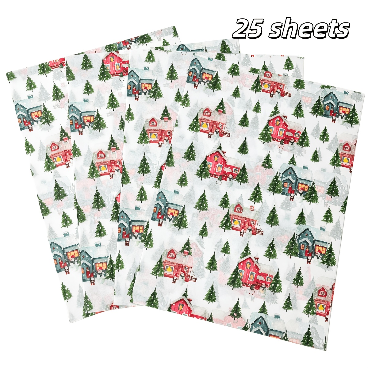TEMU Carta con motivo natalizio e foresta di pini, carta da regalo 20*14 pollici, adatta per inverno, Natale, matrimoni, regali Valentino, confezioni