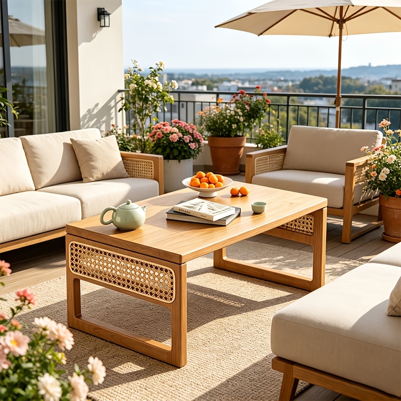 Foldable Bamboo Picnic Table - Portable Patio/Garden Coffee Table, Suitable for Backyards, Patios, And Balconies. Lightweight, Low Camping Coffee Table. A Must-Have for Spring Easter Garden Parties. Compact Floor Table with No Installation Required