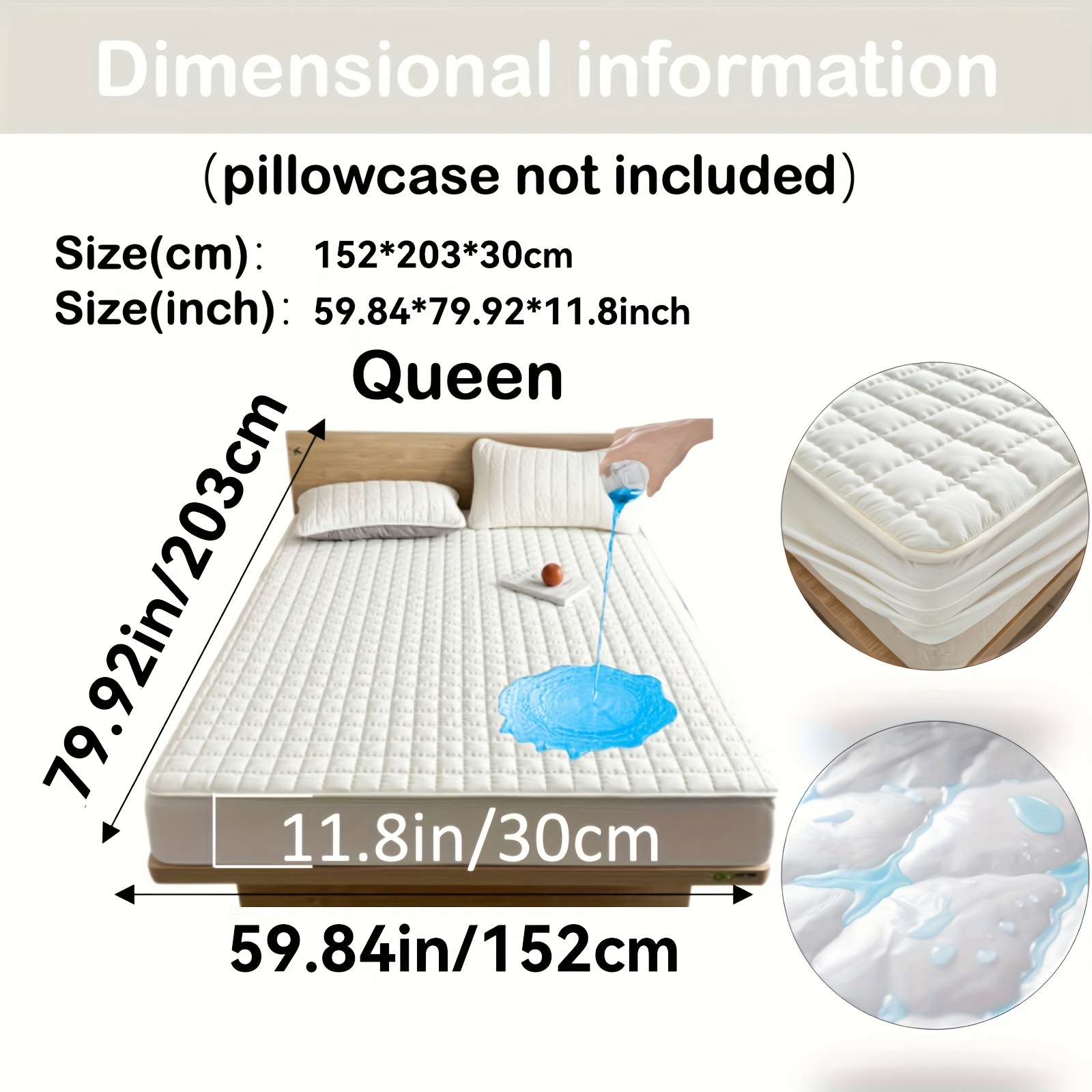 TEMU Housse de matelas résistante à , épaisse, confortable et rafraîchissante - Conçue comme une taie d'oreiller avec plusieurs couches de protection