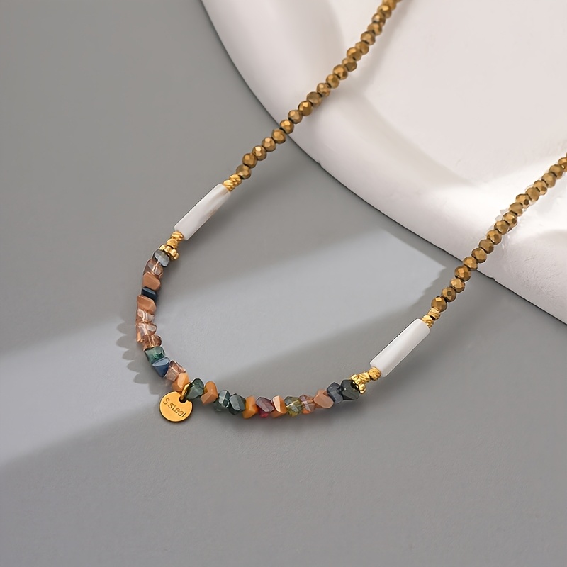 Bohemian Beaded Necklace with Artificial Crystal