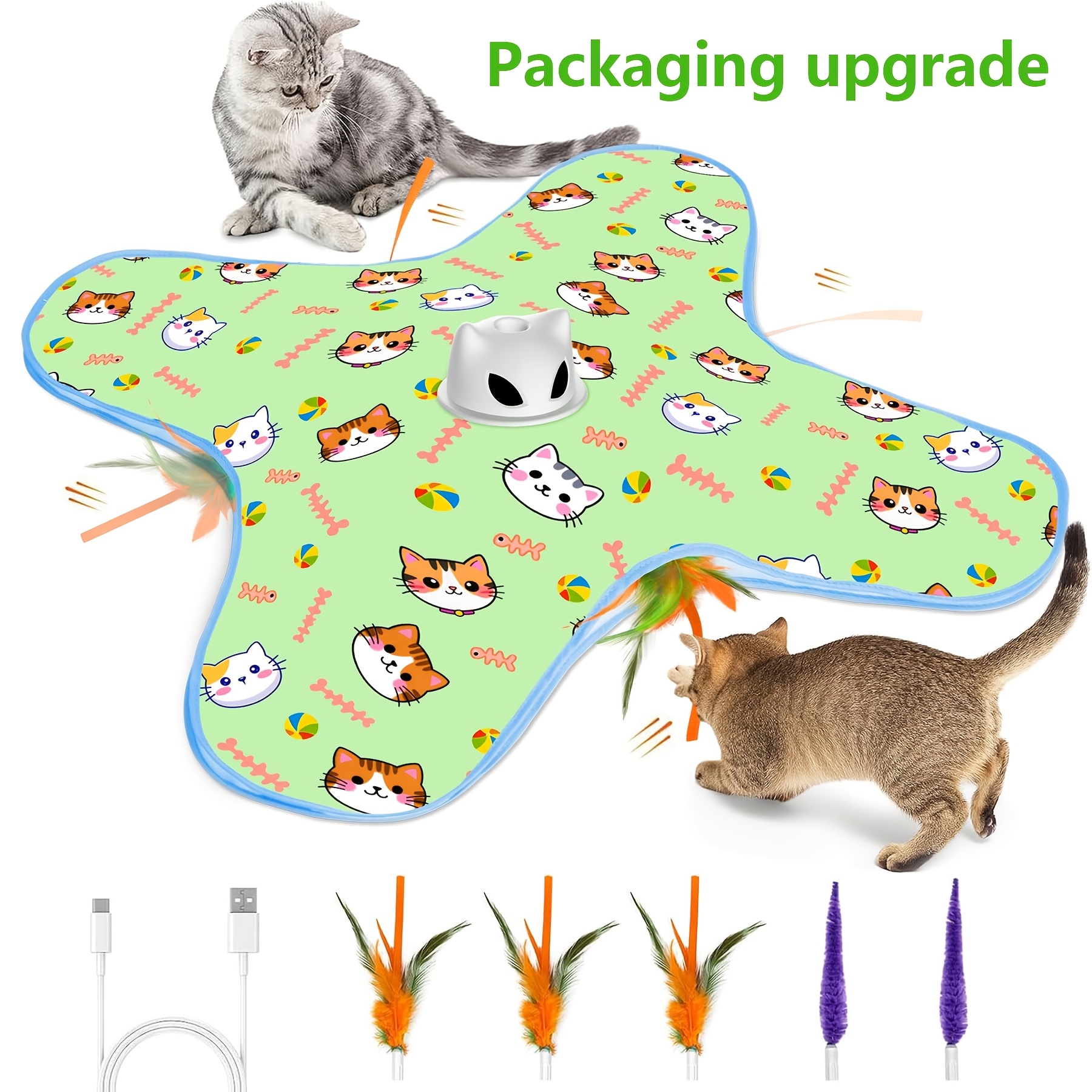 TEMU 1pc Upgraded Interactive Cat Toys, Cat Toys For Indoor Adult Cats, Automatic Hidden Feathers, Moveable Hidden Feathers Cat Toys, Motion