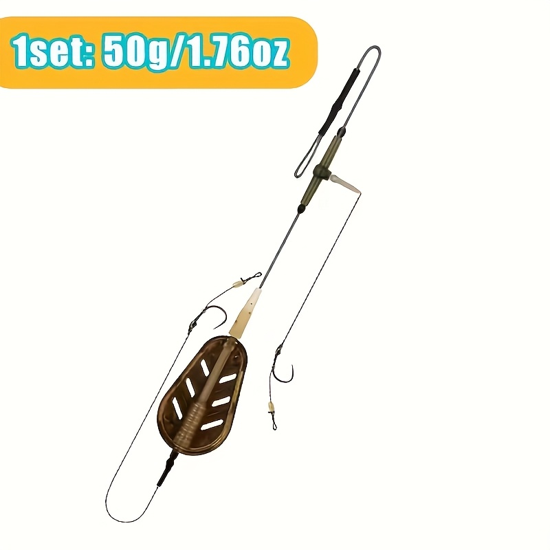 E-shop 1 Set, Premium -Vorfach-Set mit mehreren Gewichten. Komplettes 20g/30g/40g/50g Drei-Schnur-Vorfachsystem mit Drehgurten Köderkorb-Haken aus