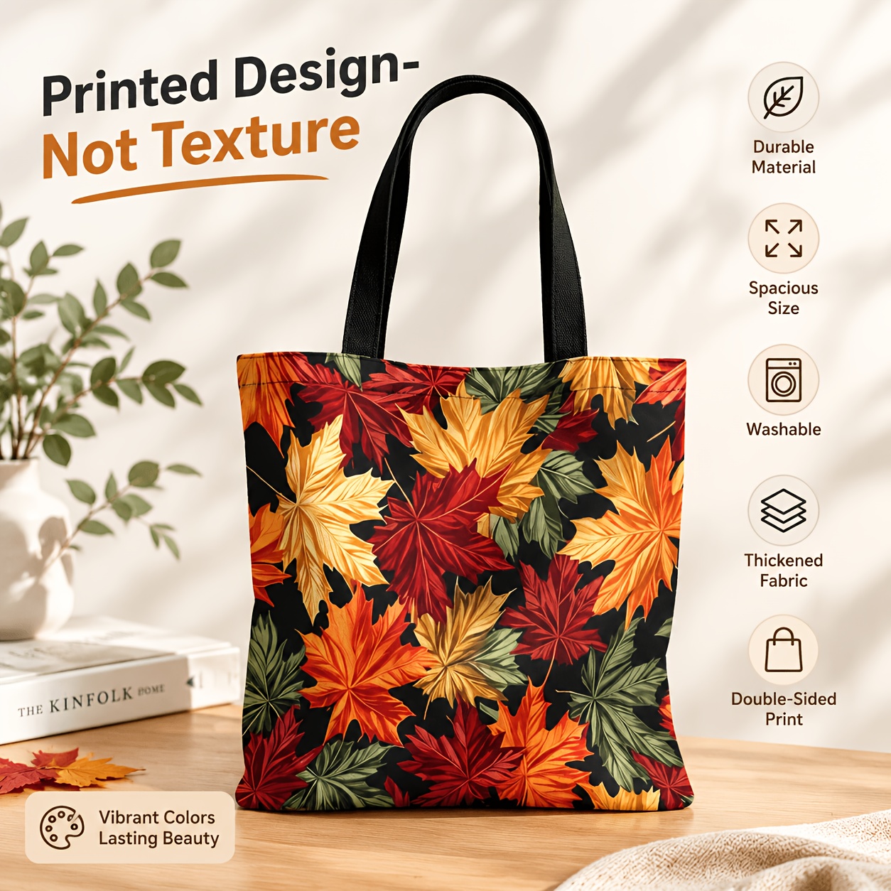 TEMU 2d Flat Printing Falling Pattern Women's Shoulder Bag, Daily Use, Multi-functional Handbag, Suitable For Travel, Shopping, Gift Handbag,