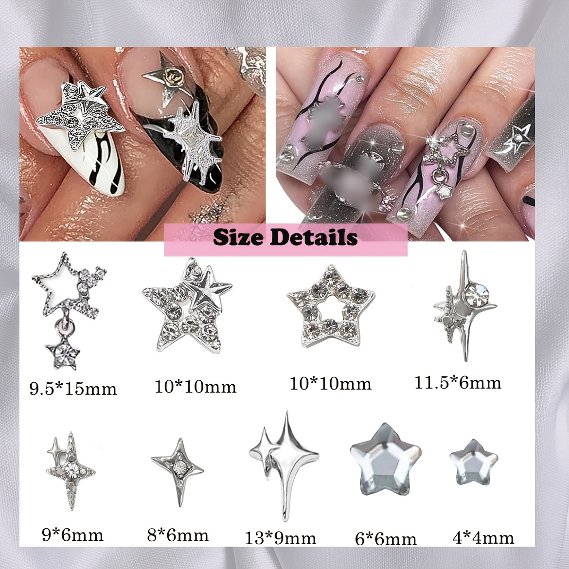 TEMU 550pcs Nail Charms Acrylic Alloy Decorations For Women Nail Art And Jewelry For Nail Supplies, Nail Charms And Accessories