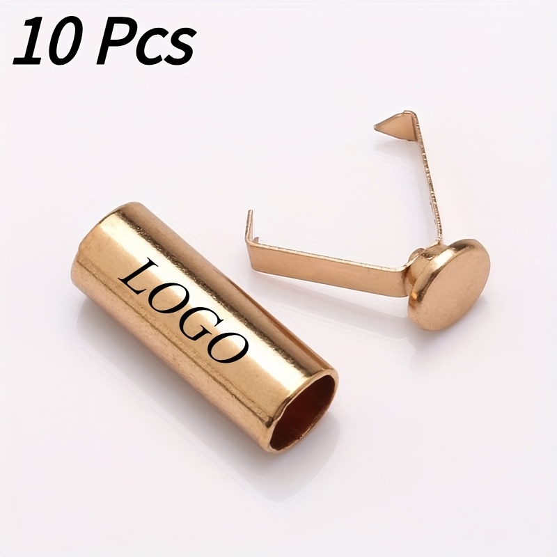 TEMU Juego de 10 piezas de cierres metálicos personalizables grabados con láser, topes de campana metálica para cordones, hebillas de accesorios de