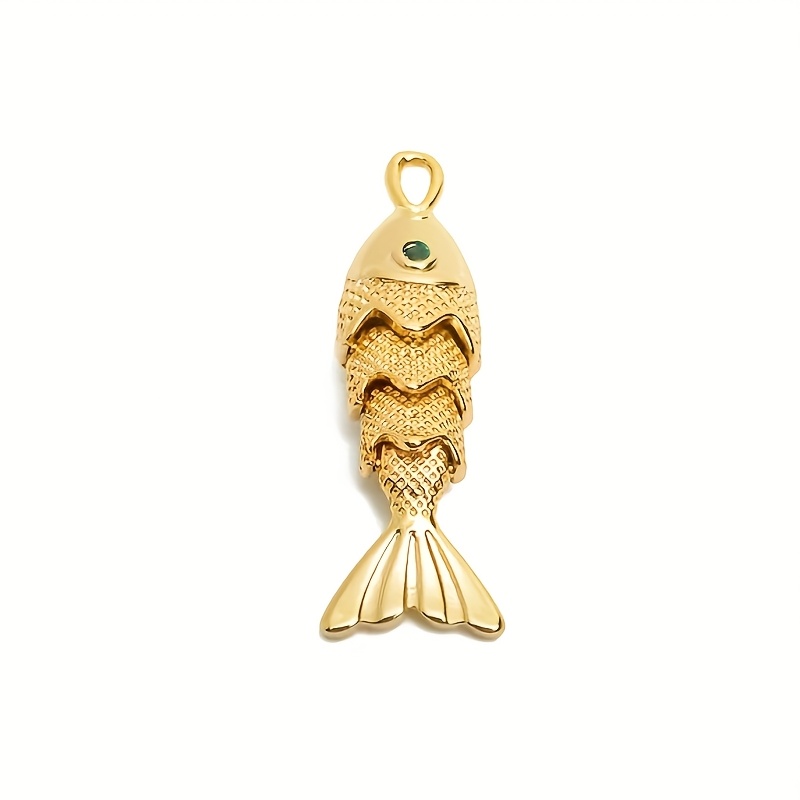 TEMU Colgante de Pez Pequeño 3D Móvil con Micro Incrustaciones de Zirconia Chapado en Latón - 26.7X9X5Mm - RGP10518