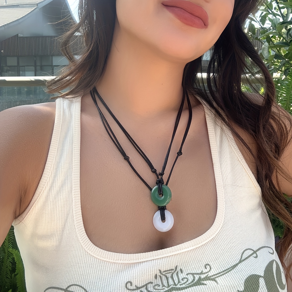 Women's Minimalist Adjustable Sliding Knot Black Wax Cord Necklace