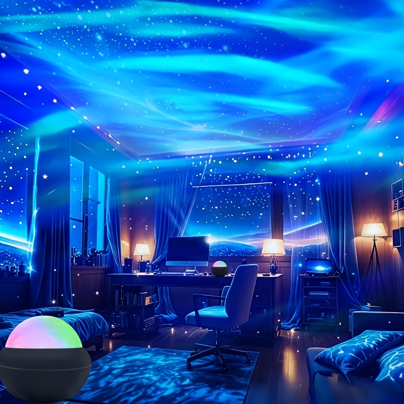 TEMU Ensemble de 3 pièces Lampe et Télécommande Pile et Câble de Données) Lampe Galaxie Nuit Étoilée, Lampe de Projection LED , Lampe Plug-In pour