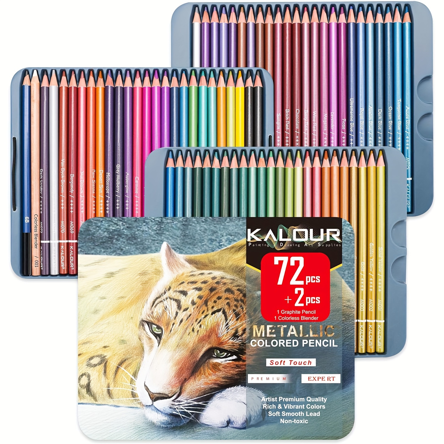 

Kalour 72 Metallic Colored Pencils Set Metallic Pastel Pencils For Adults Coloring Beginners Artists