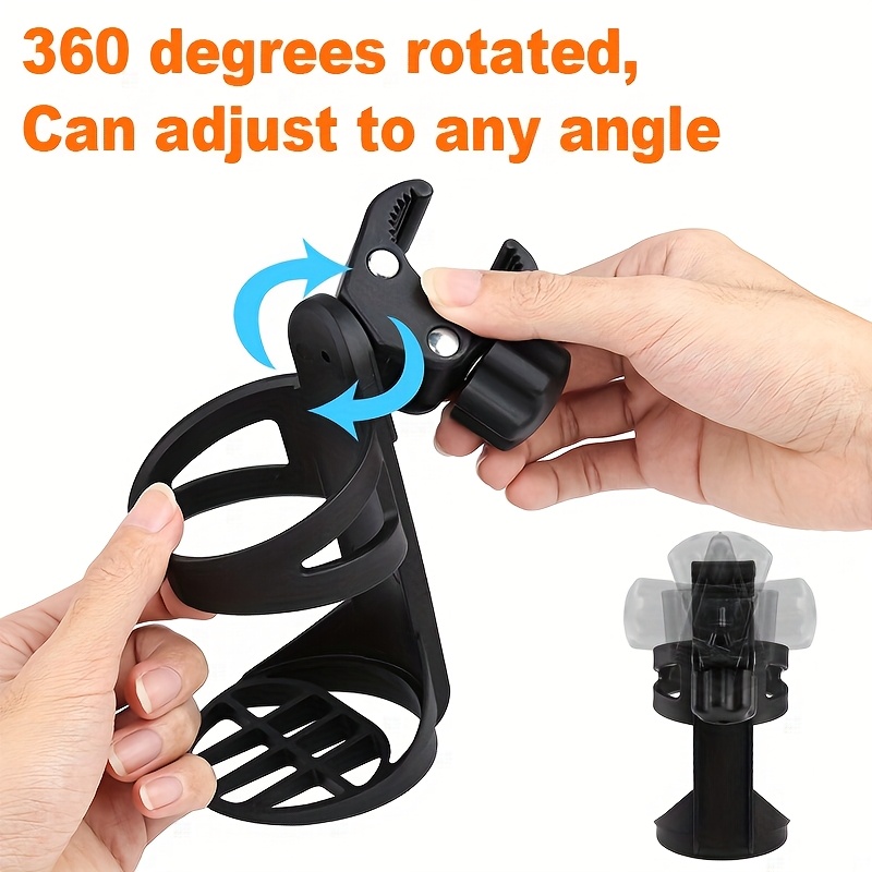 Boat Rail Cup Holder - Universal No-Drill Install, 360° Rotating Clamp For Bimini Top, Pontoon, Jet Ski, Seadoo