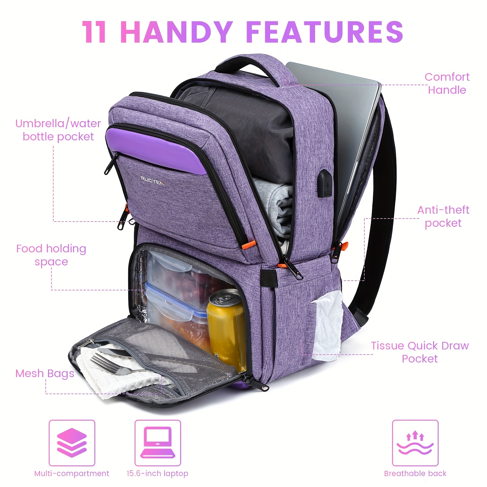 lunch backpack insulated cooler backpack lunch box men women - Temu