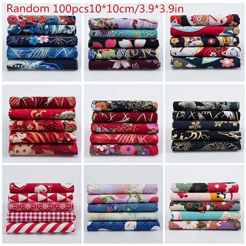 

100pcs High Quality Twill Cloth Set, Thick Fabric, Cotton Blend Bronzing Diy Clothing Table Cloth, Hair Accessories Cloth Fabric, Decorative Wrapping Cloth