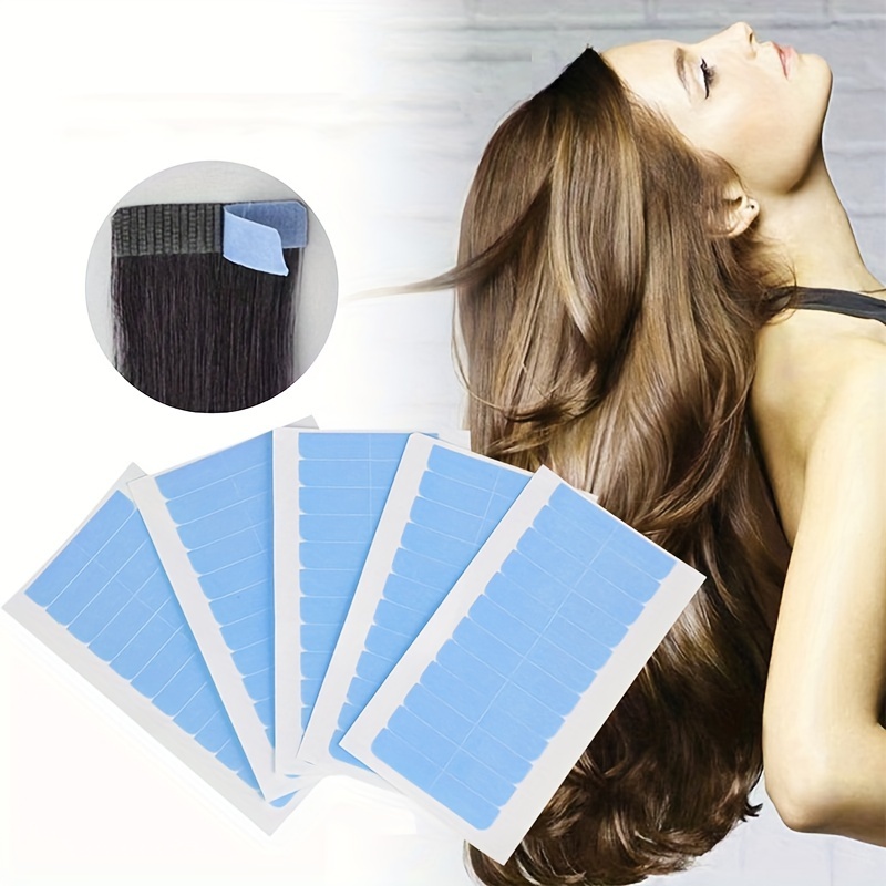 

5pcs Invisible Hair Extension Tape - Waterproof, Sweat-proof Dual-sided Adhesive, Blue, For Seamless Wig & Hairpiece Attachment