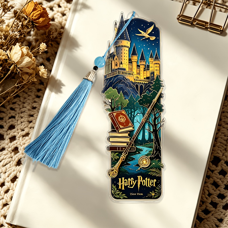 TEMU Harry Potter And The Philosopher'" Hogwarts Castle Acrylic Bookmark, A Book Accessory And A Reading Aid, With Random Tassel Colors. Are Suitable