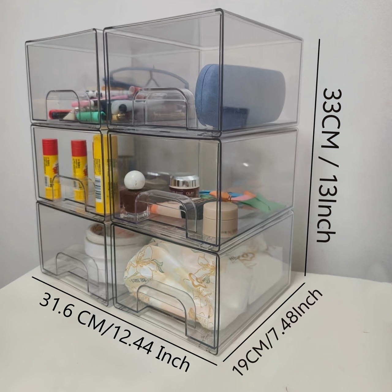 TEMU Clear Stackable Storage Organizer - 6-pack Acrylic Storage Straws Organizer Under Sink, Vanity, Kitchen, Countertop, Laundry Room. More Friendly